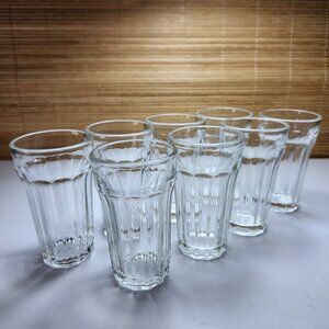 Vintage MCM Juice Glasses Set of 8 Clear 4” Tumblers 1960s Kitchen Drinkware